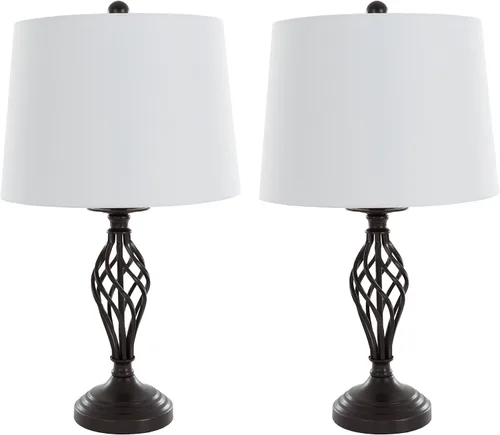 Miniatura 2 de Lámparas de mesa y lámpara de pie, Conjunto de 3, acero cepillado tradicional (3 bombillas LED incluidas) por Lavish Home, 72-LMP3007
