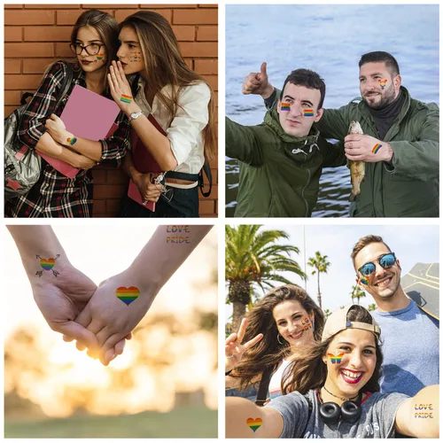 Miniatura 7 de CCINEE 40 hojas de tatuajes de orgullo arco iris, tatuajes de orgullo gay, impermeables, tatuajes temporales LGBT, calcomanías de tatuaje de arco
