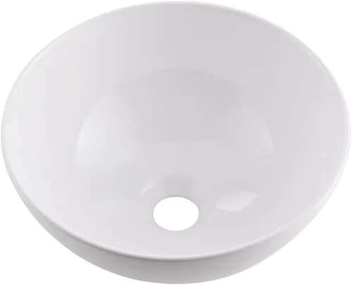 Fregadero redondo de baño de 13 x 13 pulgadas, fregadero pequeño sobre mostrador, lavabo de porcelana blanca de cerámica