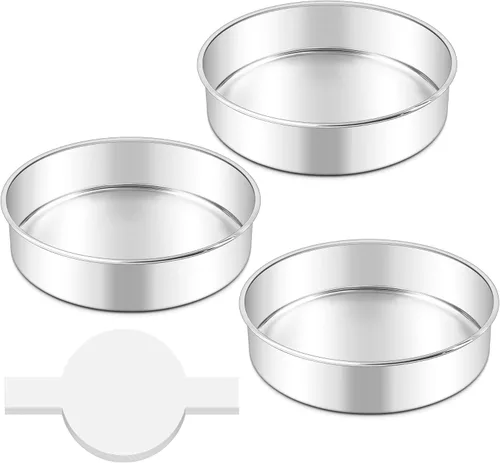 Miniatura 20 de LIANYU Juego de 2 moldes redondos para tartas de 6 pulgadas de capa redonda para hornear, molde redondo de acero inoxidable antiadherente, Negro