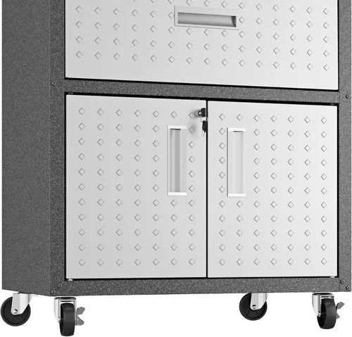 Miniatura 7 de Manhattan Comfort Fortress - Armario móvil de metal texturizado de 31.5 pulgadas con 1 cajón de extensión completa y 2 estantes ajustables