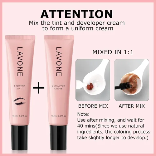 Miniatura 5 de Kit de color de cejas con color de cejas y lápiz de cejas, set de maquillaje de cejas 2 en 1 con efectos naturales, fácil y seguro de usar 10ml