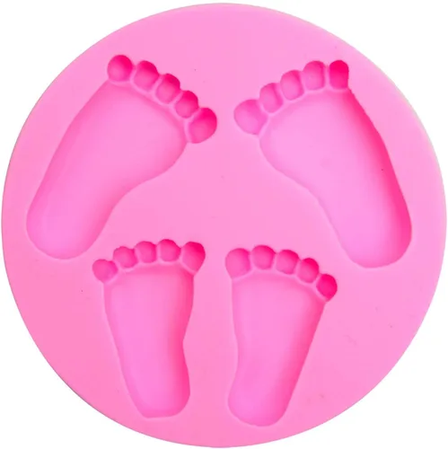 Miniatura 6 de Moldes de fondant para baby shower (paquete de 5), lindo chocolate de silicona, moldes para pies, molde de decoración de ropa para fiesta temática