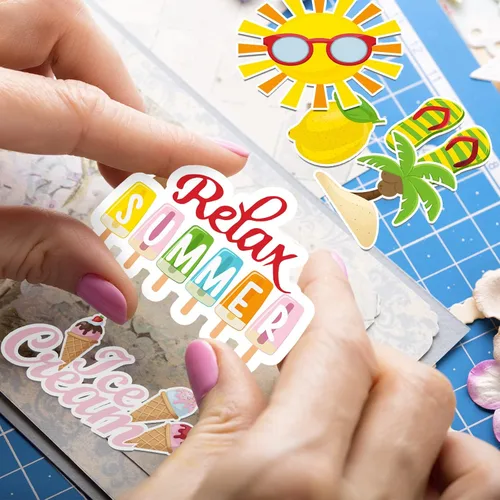 Miniatura 6 de 100 piezas de papel temático de verano, troquelados, cartulina, álbumes de recortes, recortes de verano, adornos de álbumes de recortes para tablón