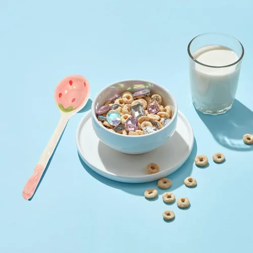 Miniatura 6 de Housoutil Juego de 2 cucharas de cerámica de fresa de mango largo con patrón de frutas para café, té, yogur, helado, cubiertos de cocina