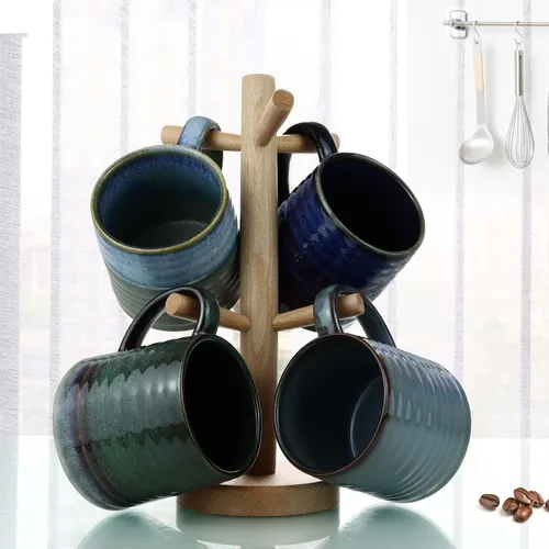 Miniatura 6 de Taza de café grande de cerámica de 18 oz, 500 ml, taza de té grande de cerámica hecha a mano para oficina y hogar, mango grande fácil de sostener