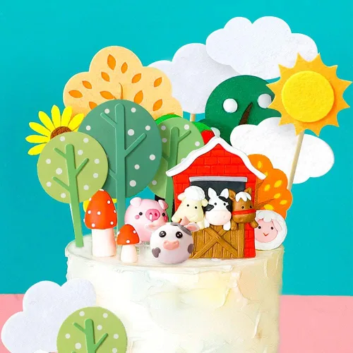 Miniatura 2 de JeVenis Little Farm - Juego de decoración de tartas de animales de granja, ovejas, vacas, cerdos para baby shower y fiestas de cumpleaños