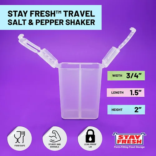 Miniatura 2 de Stay Fresh - Salero y pimentero de viaje - Mini salero y pimentero de viaje - Coctelero de especias portátil y recargable para camping, viajes