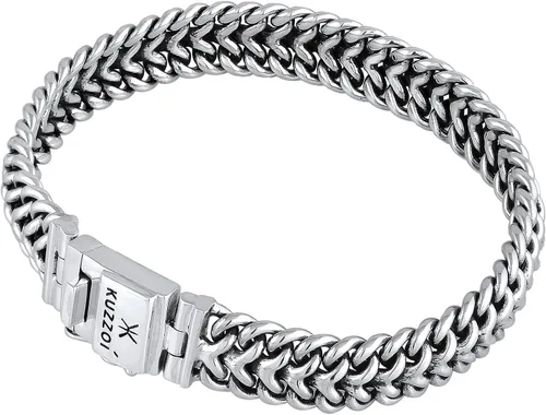 Miniatura 2 de kuzzoi Pulsera bizantina de plata de ley 925 para hombre, longitud 7,48 pulgadas - 9,05 pulgadas, ancho 0,59 pulgadas, 2.11 onzas