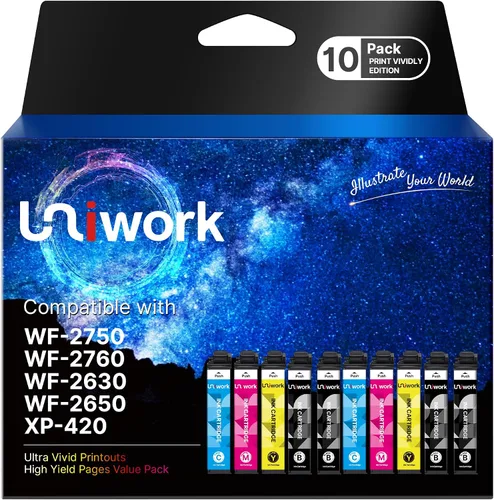 Uniwork Cartucho de tinta 220XL, repuesto de cartucho de tinta 220XL remanufacturado para Epson 220 XL 220XL T220XL uso para impresora Workforce
