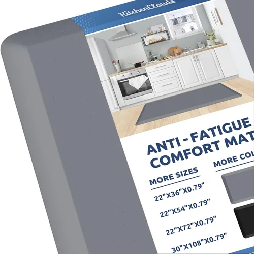 Miniatura 58 de KitchenClouds Alfombra de cocina acolchada anti fatiga, 17.3 x 60 pulgadas, impermeable, antideslizante, tapete de escritorio cómodo, para cocina