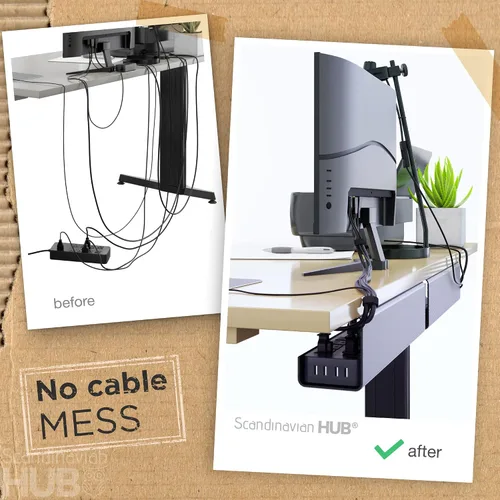 Miniatura 2 de Bandeja de gestión de cables debajo del escritorio sin tornillos - Instalación autoadhesiva, gestión de cables, bandeja de cables, organizador