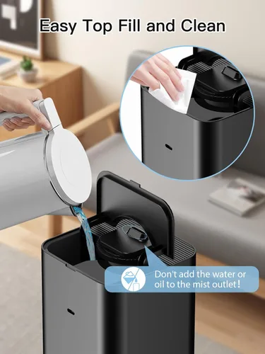 Miniatura 9 de Humidificador de 10L/2.64Gal, Humidificador Ultrasónico de Niebla Fría y Silencioso de Llenado Superior para Dormitorio, Cubre 550 pies², Tiempo