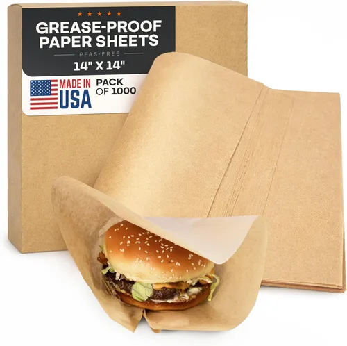 Miniatura 9 de IDL Packaging Hojas de papel a prueba de grasa de 12 x 12 pulgadas sin PFAS, paquete de 1000, papel kraft natural, forros para bandejas de alimentos