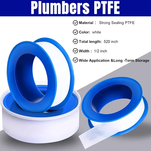 Miniatura 4 de Pushglossy 50 rollos de cinta de PTFE de 1/2 x 520 pulgadas, sellador impermeable, cinta de plomería para cabezal de ducha, reparación de sellado