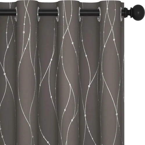 Deconovo Cortinas blackout para sala de estar, 84 pulgadas de largo, con eficiencia energética y diseño de líneas onduladas con puntos (52 x 84