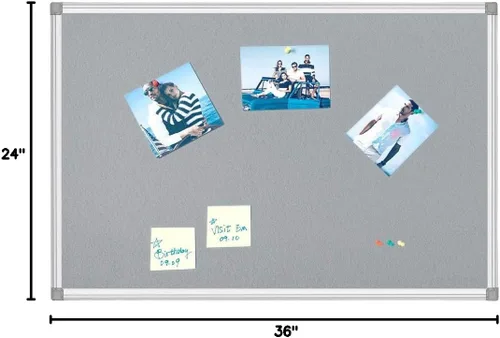 Miniatura 7 de Tablero de anuncios gris, tablero de fieltro de 24 x 36 pulgadas, tablero de notas, tablero de mensajes, administrador de notas con marco