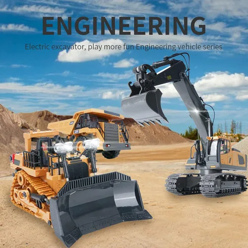 Miniatura 3 de Goolsky Bulldozer de control remoto, 11 canales Metal RC Bulldozer con luces y sonido 1/20 2.4GHz bulldozers vehículos de construcción con 2