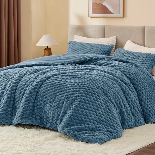 Miniatura 14 de BEDELITE Juego de Edredón Esponjoso Twin - Edredón Suave de Vellón Beige para Cama Twin, Juego de Ropa de Cama Lujoso y Cálido para Invierno, Juego