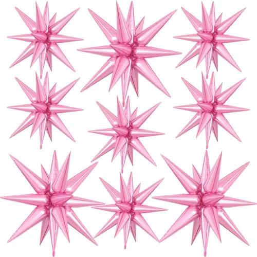 Miniatura 14 de 9 piezas de globos de estrella beige, grandes globos de papel de aluminio en forma de estrella en explosión, globos de Mylar en punta color crema