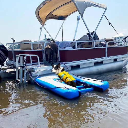 Miniatura 8 de Rampa inflable para barcos para perros de 48 x 32 pulgadas, rampa inflable para barcos y rampas de piscina para perros, rampa antideslizante