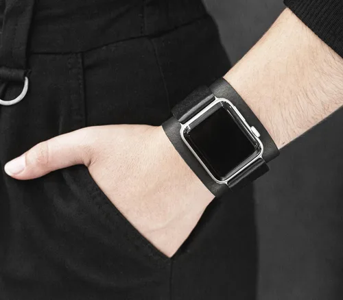 Miniatura 2 de Correa ancha de cuero compatible con Apple Watch de 1.496 in 1.575 in 1.614 in 1.654 in 1.732 in 1.772 in 1.811 in 1.929 in, hecho a mano UA 1540