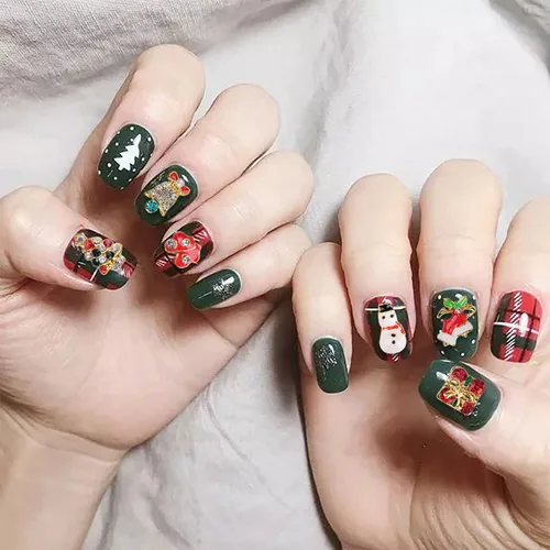 Miniatura 6 de 24 dijes de uñas de Navidad para uñas acrílicas, diamantes de imitación de uñas 3D, dijes de arte de uñas de diamante, dijes navideños para uñas