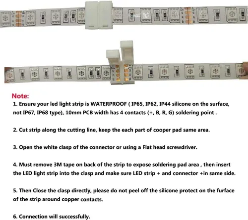 Miniatura 5 de Paquete de 10 conectores adaptadores sin soldar para tira de luces led impermeable de un sólo
