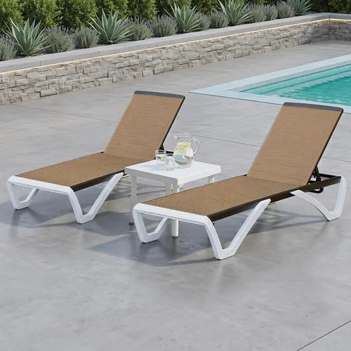 Miniatura 35 de Domi - Tumbona para exteriores, sillón ajustable de aluminio para patio, silla de piscina de plástico para terraza, césped, patio trasero