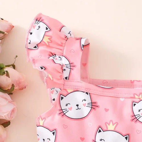 Miniatura 2 de Popshion Vestidos de niña con mangas con vuelo, vestido de verano para niños, fiesta de cumpleaños, sin mangas, vestido de 1 a 8 años
