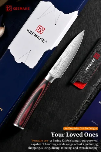 Miniatura 7 de KEEMAKE Cuchillo mondador de 3.5 pulgadas - Cuchillo de fruta ultra afilado de acero inoxidable con alto carbono, cuchillos pequeños de cocina