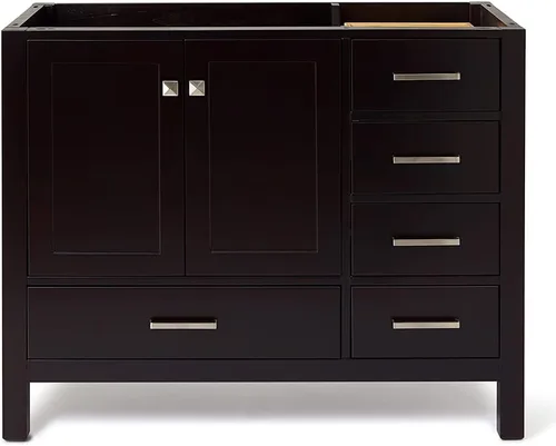 Miniatura 65 de ARIEL Cambridge - Mueble base de tocador de baño de 36 pulgadas, madera maciza, 2 puertas de cierre suave, 5 cajones de cola de milano