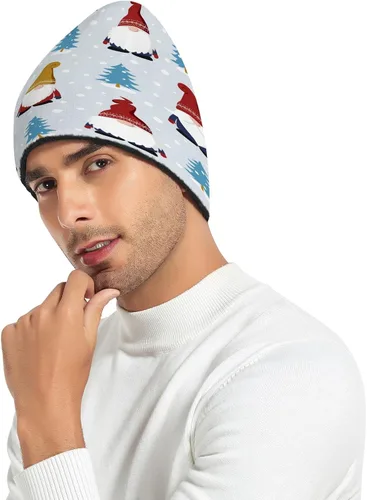 Miniatura 6 de SHJI Bolsa de regalo de bastón de caramelo de Navidad para hombre, gorro de invierno cálido de punto, gorro de cráneo Slouch Gorra de pesca, gorros