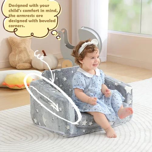 Miniatura 6 de Sofá plegable para niños, sofá plegable con manta, sofá para niñas y niños, silla desplegable para niños pequeños, sofá convertible regalo
