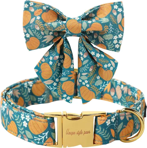Miniatura 38 de Unique style paws Collar de perro de color verde sedoso, ajustable, duradero, con lazo para boda, collar de pajarita para cachorros y gatos pequeños