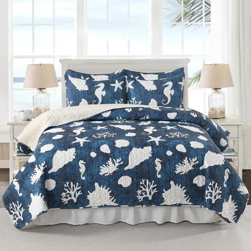 Miniatura 20 de HORIMOTE HOME Juego de edredón bohemio tamaño individual, color azul, bohemio, floral, suave, ligero, para todas las estaciones, colcha de granja