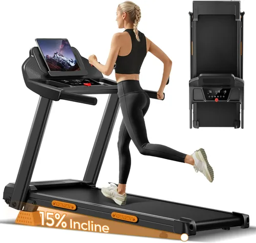 15% Incline Treadmills for Home with Led Screen & Handles, 3-in-1 Portable Treadmill Holds Up to 300 Lbs Capacity, Lower Noise 3.0HP Foldable S1