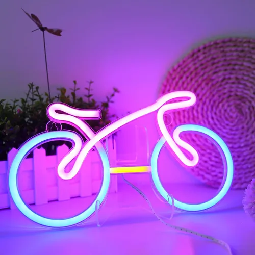 Miniatura 8 de ENUOLI Letreros de neón para bicicleta para decoración de pared, luces de neón de bicicleta para dormitorio, luz LED para bicicleta con USB