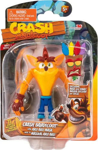 BANDAI Crash Bandicoot Figuras de acción con máscara | Juguete de 4.3 in con máscara y accesorios de soporte | Figuras coleccionables como mercancía