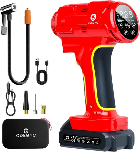 Compresor de aire inalámbrico 160PSI Inflador de neumáticos portátil con batería de 10000 mAh y sistema de alimentación dual - 2 veces más rápido