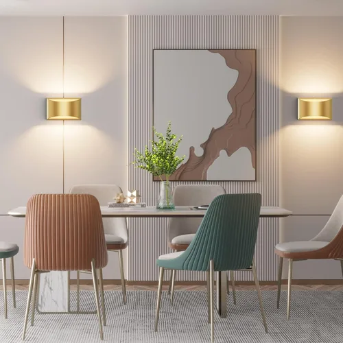 Miniatura 8 de Aipsun Juego de 2 apliques de pared dorados para interiores, con cableado, luces de montaje en pared arriba y abajo, para sala de estar, dormitorio