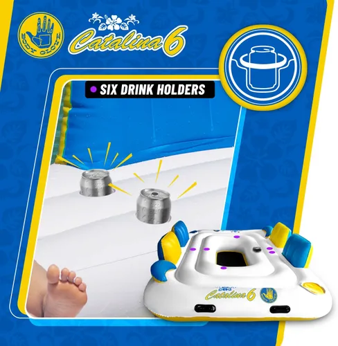 Miniatura 6 de Body Glove Catalina Island - Salón flotante inflable para seis personas con altavoz Bluetooth, 2 enfriadores y 6 soportes para bebidas, zona
