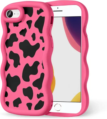 Miniatura 163 de Compatible con iPhone SE/8/7 Funda para Mujeres y Niñas, Marco Ondulado Rizado con Patrón Lindo, Estética Delgada Suave Silicona TPU Parachoques
