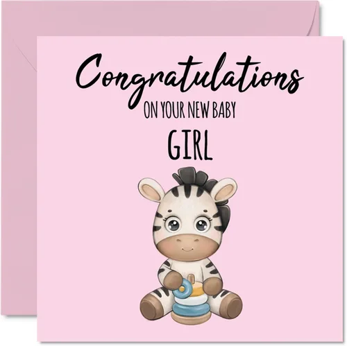 Stuff4 Nueva tarjeta de bebé niña – Nueva hija – Tarjetas de felicitación para recién nacido, tarjetas de felicitaciones bien hechas, regalos de