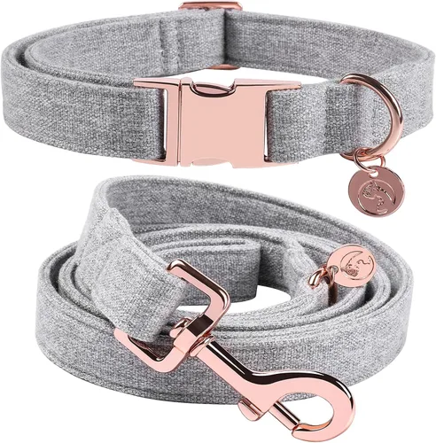 Miniatura 15 de DOGWONG Collar y correa de algodón para perro, collar para mascotas, suave, duradero, básico, para perros pequeños, medianos y grandes Negro