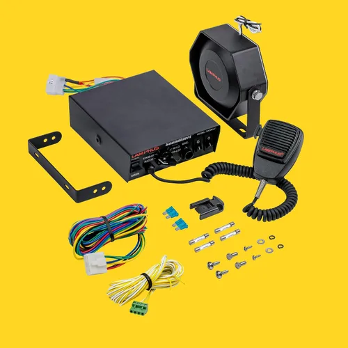 Miniatura 8 de Kit de sistema de sirena de policía LAMPHUS SoundAlert 12V 100W [Altavoz delgado] [118-124dB] [Micrófono de mano] [Sin manos] Sirena de advertencia