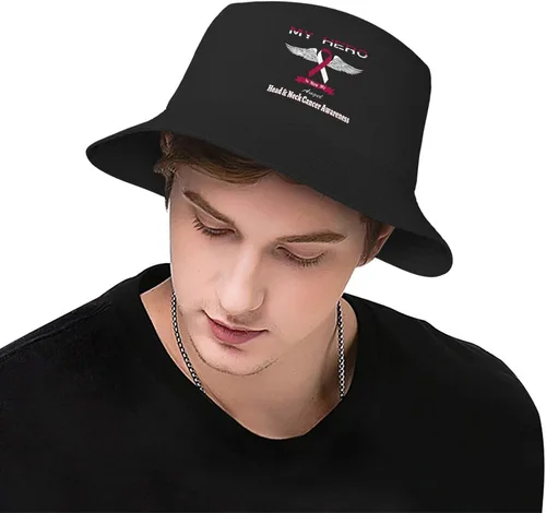 Miniatura 6 de My Hero is Now My Angel Head & Neck Cancer Awareness - Sombreros de pescador de doble tejido para mujeres/hombres, sombrero de pescador