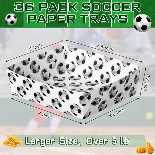 Miniatura 3 de Teling Paquete de 36 suministros para fiesta de fútbol, platos grandes de fútbol de 5 libras, cuencos de papel, botes de comida, botes desechables