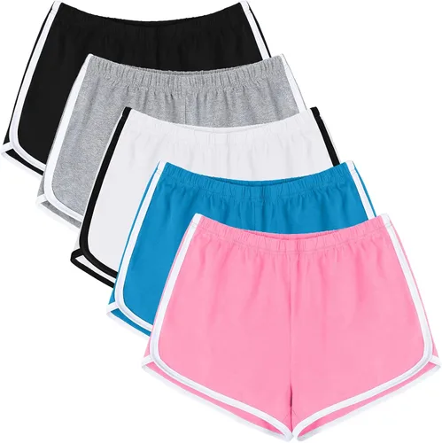 URATOT 5 Packs Soft Comfy Booty Shorts for Women Cotton Yoga Sports Workout Short Athletic Gym Lounge Dolphin Shorts