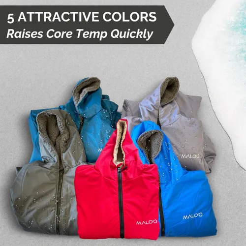 Miniatura 2 de Malo'o Parka de Surf con Forro Sherpa para Adultos Bata de Cambio, Parka de Natación Impermeable y Resistente al Viento, Bata Seca con Capucha